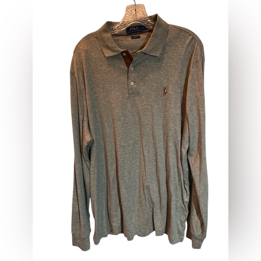 Polo Ralph Lauren Men’s 1/4 Button Up Gray Long Sleeve Polo Shirt Size Large